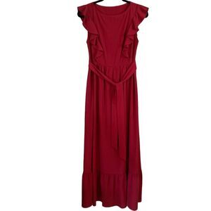 Long Ruffle Hem Tie Front Fluttering Dress